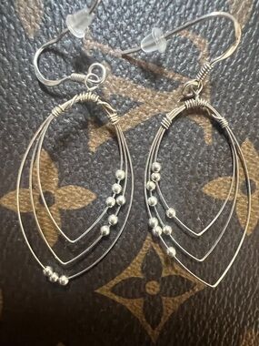 Sterling 925 Hoop Earrings in Silver Tone